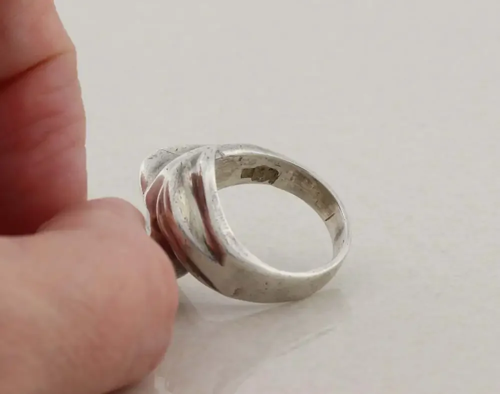 Sterling Silver Ribbed Textured Dome Ring Size 5 1/2 Petite Woman Pinky